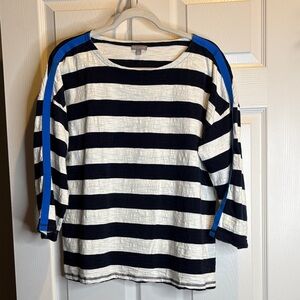 T by Talbots Black and White‎ Striped Top with 3/4 sleeves